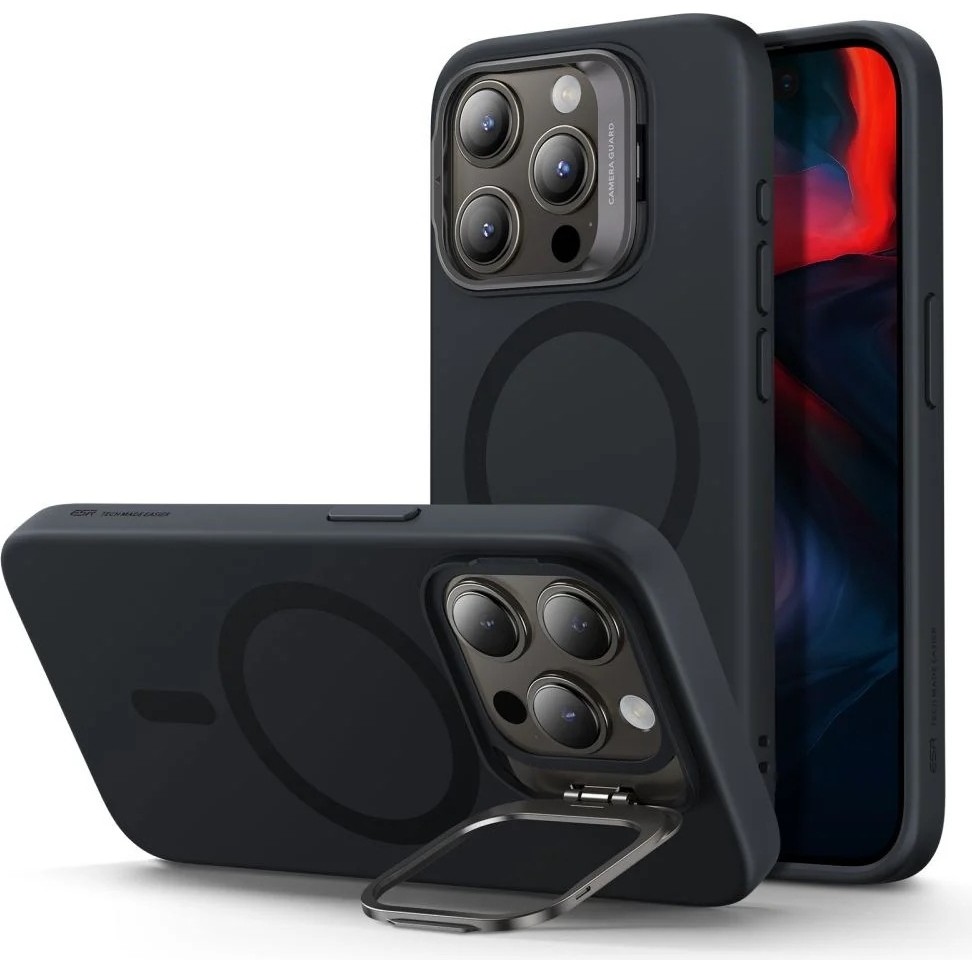 ESR Apple iPhone 15 Pro Max Kılıf Cloud Soft HaloLock MagSafe Kickstand - Siyah - Siyah Şeffaf Cep Telefonu Kılıfı Fiyatı