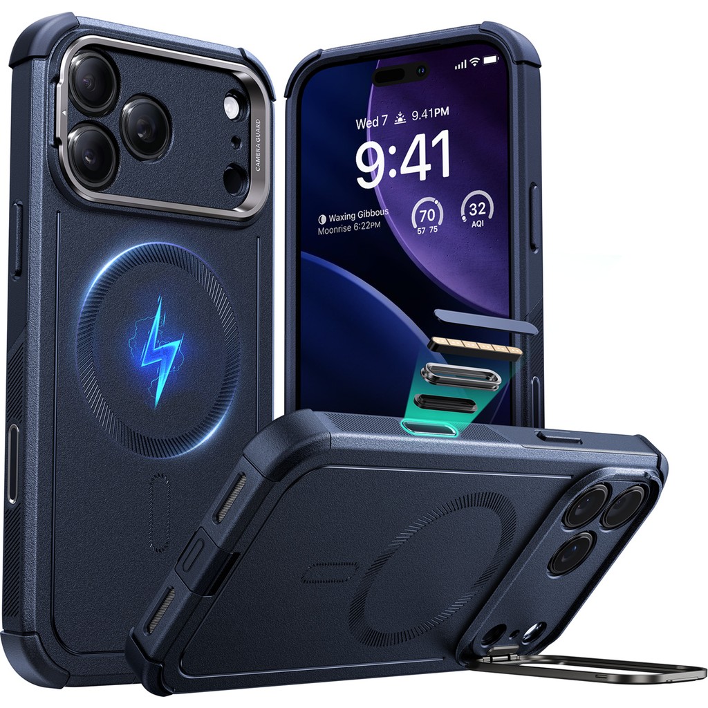 Esr Apple iPhone 17 Pro Max Cyber Tough Magsafe Stantlı Kılıf -Kamera Kontrol Buton - Lacivert Cep Telefonu Kılıfı Fiyatı