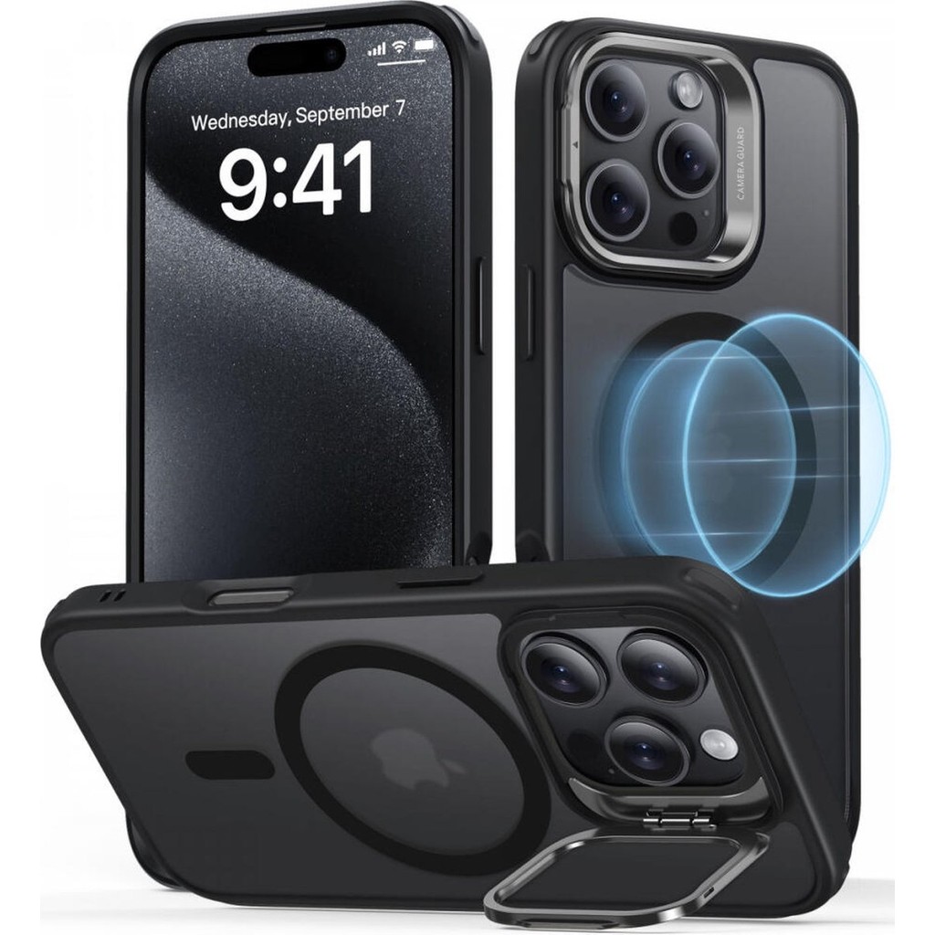 ESR iPhone 16 Pro Kılıf Halolock MagSafe Classic Hybrid Standlı Silikon - Buzlu Siyah Cep Telefonu Kılıfı Fiyatı