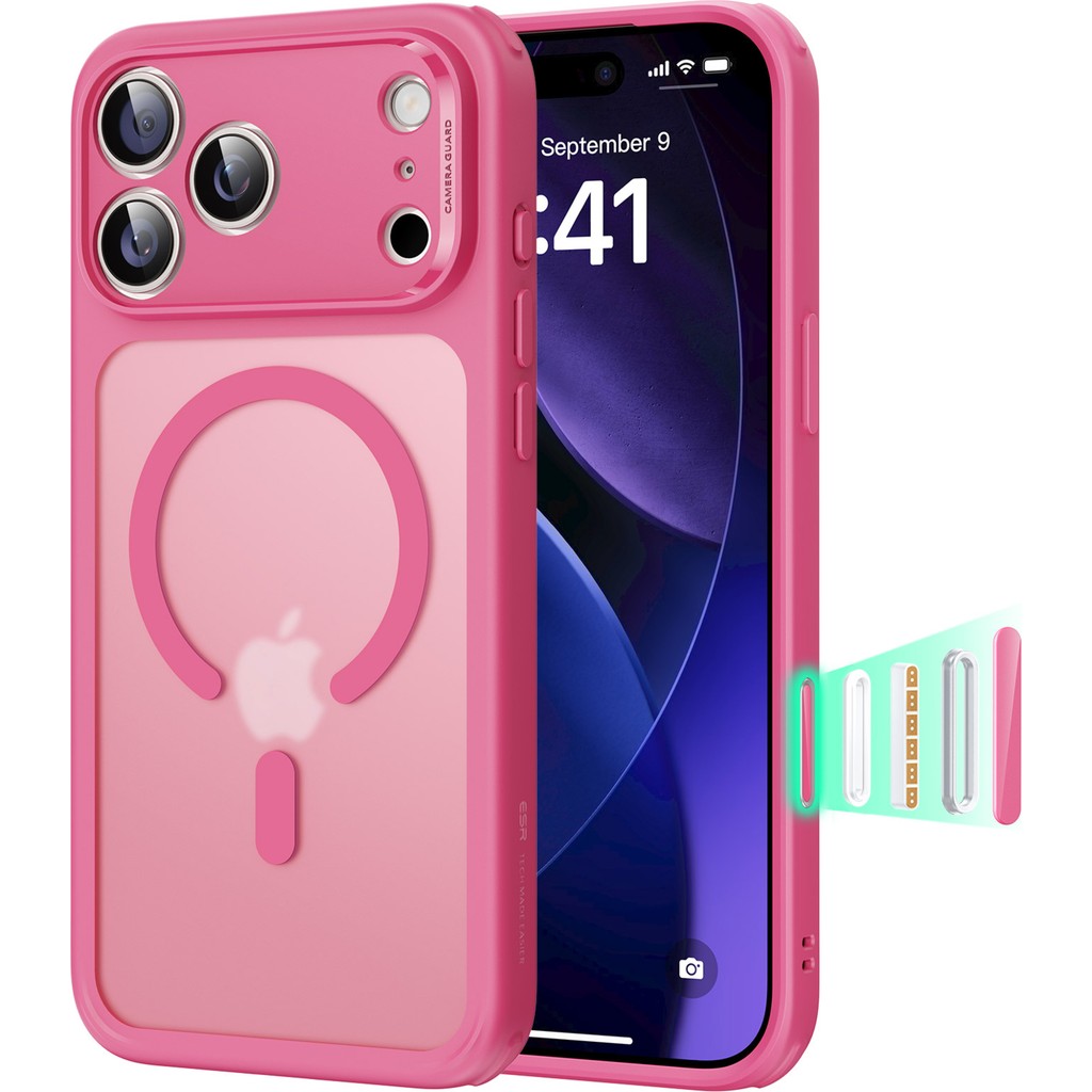 ESR iPhone 17 Pro Uyumlu Kamera Kontrollü Manyetik Hibrit Kılıf - Pembe Cep Telefonu Kılıfı Fiyatı
