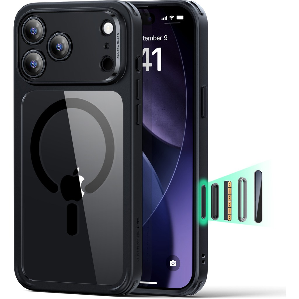 ESR iPhone 17 Pro Uyumlu Kamera Kontrollü Manyetik Hibrit Kılıf - Şeffaf Siyah Cep Telefonu Kılıfı Fiyatı