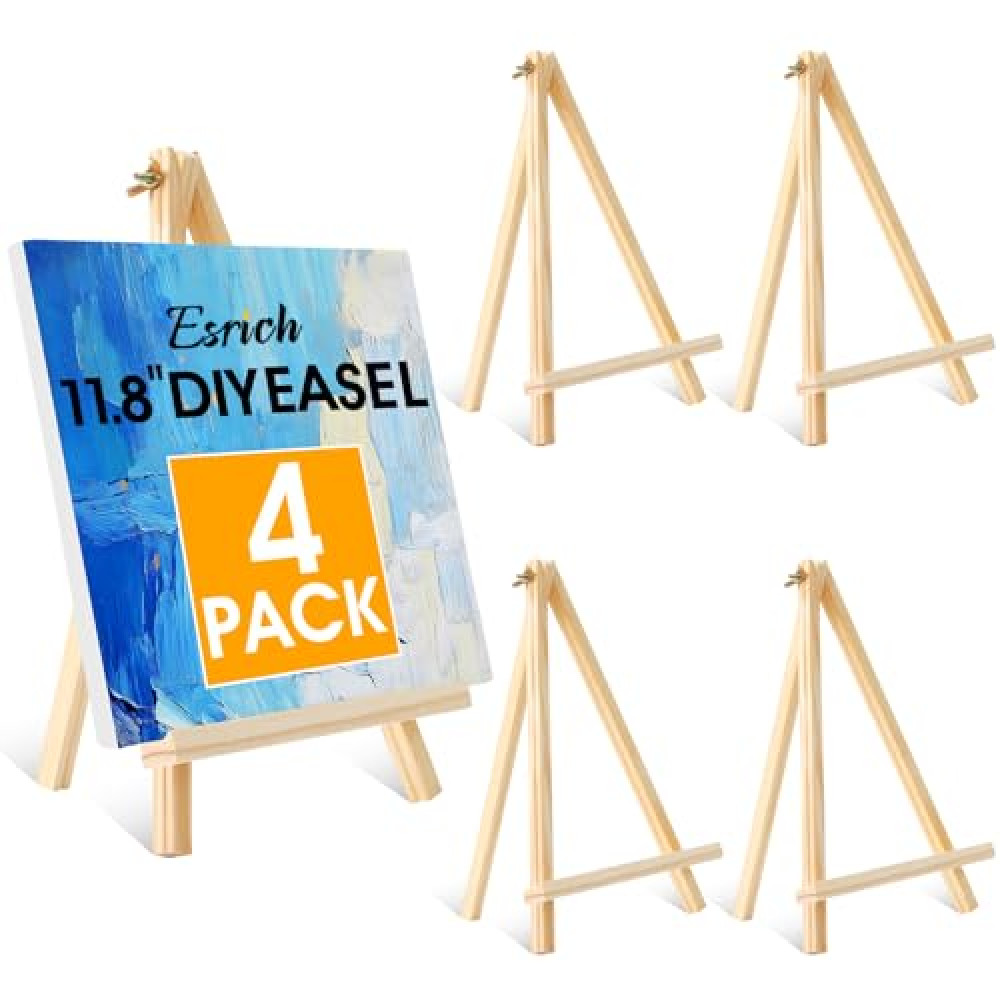 ESRICH 11.8In Wood Easels,Tabletop Painting Display Easels, Painting Party Easel, Kids Student Tabletop Easels for Painting,Portable Canvas Photo Picture Sign Holder（4 Pack ） Easel Fiyatı