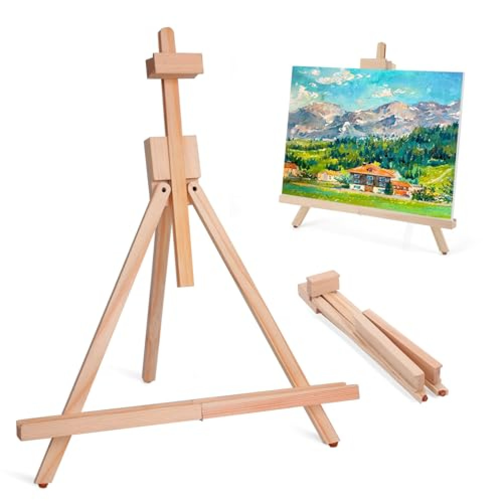 ESRICH Tabletop Easels for Painting,Painting Easel A-Type Adjustable Wooden Tabletop Easel Holds Highest to 21" Canvas Portable Desktop Easel Suitable for Artists, Beginners, Students (1Pack) Easel Fiyatı