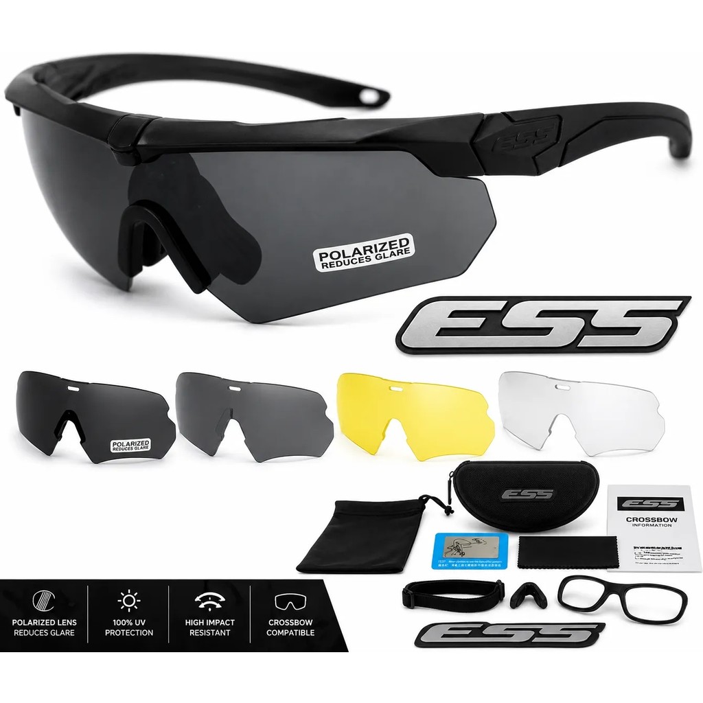 ESS CROSSBOW 4 Lensli Polarize Taktik Gözlük Seti Airsoft Outdoor Motorcu Koruyucu Askeri Spor Gözlüğü Diğer Fiyatı