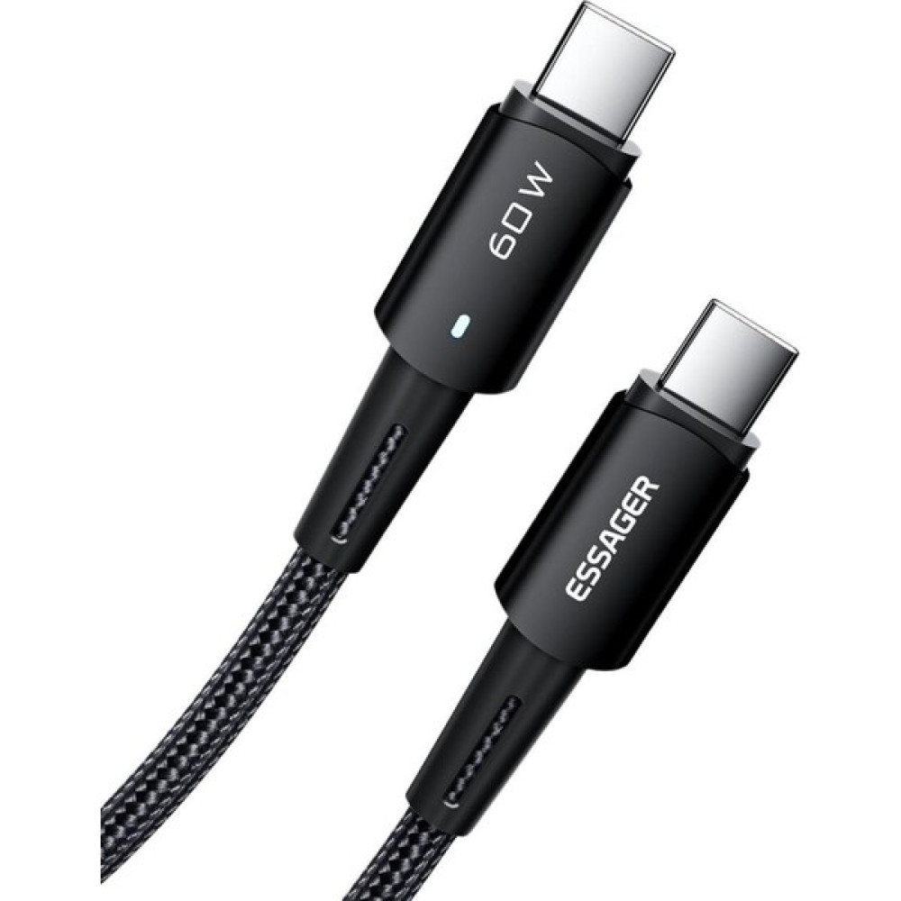 Essager 0.50CM 60W Type-C To Type-C Ultra Hızlı Data Şarj Kablosu Süper Dayanıklı Şarj ve Data Kablosu - 0.50 CM - Siyah Diğer Fiyatı