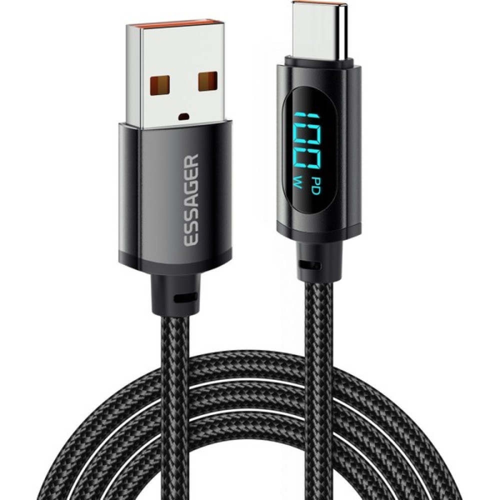 Essager 100W 5A Type-C Hızlı Data Şarj Kablosu Dijital Ekran 120CM Cep Telefonu Şarj Cihazı Fiyatı