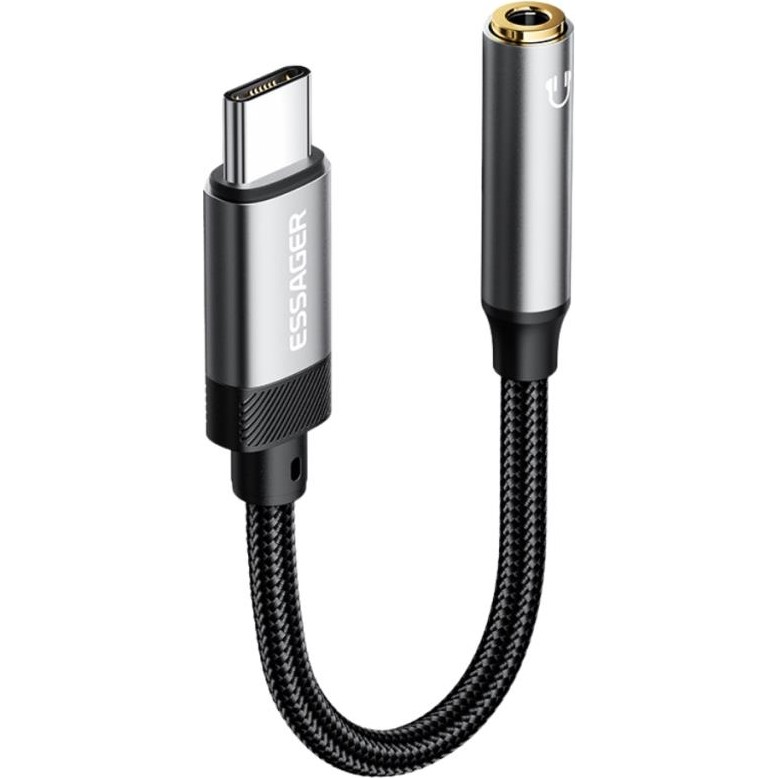 Essager 15CM Type C To 3.5mm Aux Kulaklık Ses Dönüştürücü Adaptör, Hifi Ses Destekli Aux Çevirici - Siyah Bilgisayar Çevirici ve Adaptörü Fiyatı
