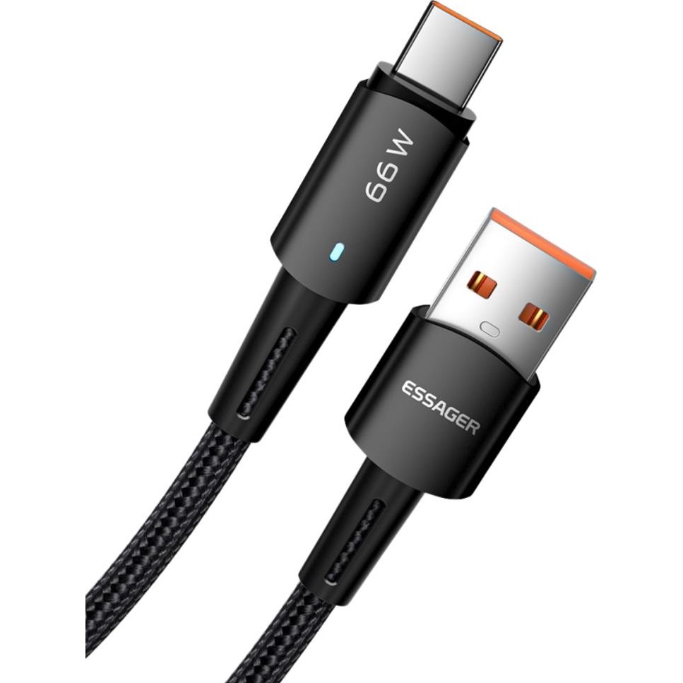 Essager 2 Metre 66W 6A USB To Type-C Süper Hızlı Data Şarj Kablosu Ultra Dayanıklı Şarj ve Data Kablosu - Siyah Bilgisayar Çevirici ve Adaptörü Fiyatı