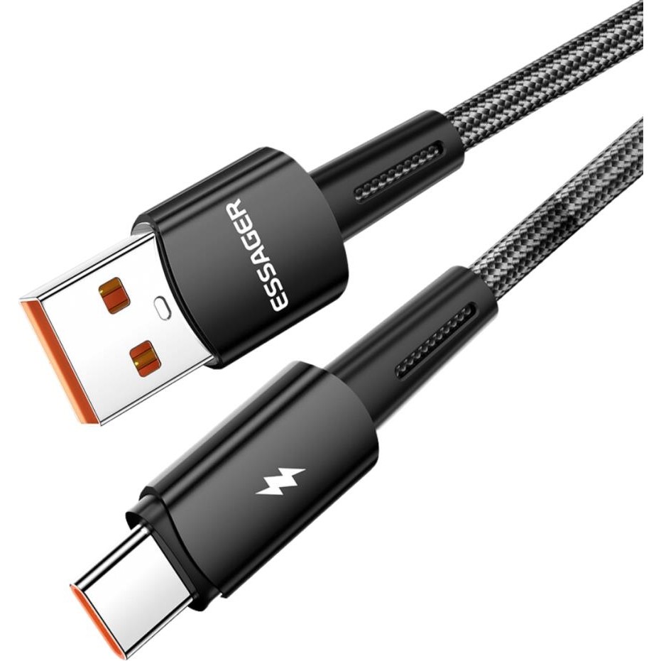 Essager Premıum Örgü Kablo 1mt Pd3.1 120W USB To Type-C Şarj Kablosu Data Kablosu 6A 120W Hız - Siyah Bilgisayar Çevirici ve Adaptörü Fiyatı