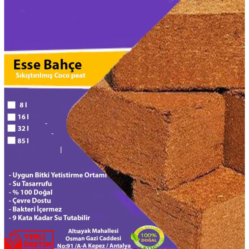 Esse Bahçe Cocopeat 32 Lt Sıkıştırılmış Hindistan Cevizi Torfu Bitki Toprağı Bitki Fiyatı
