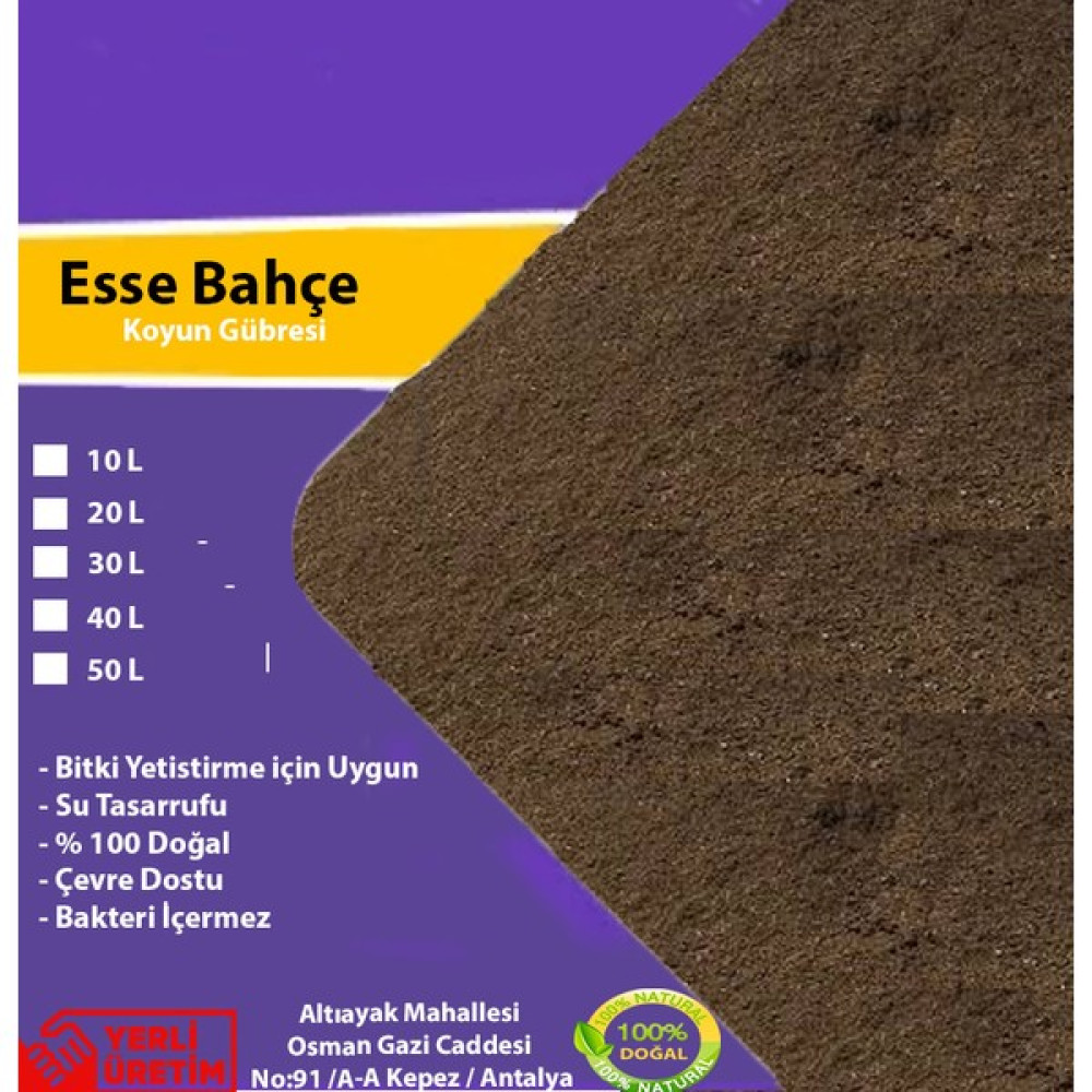 Esse Bahçe Koyun Gübresi Yıllanmış Elenmiş 40 Lt Gübre Fiyatı
