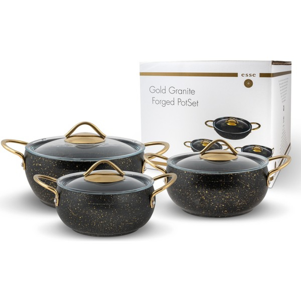 Esse Granite Gold 6 Parça  Güveç Set - Siyah - 20 cm Tencereler Fiyatı