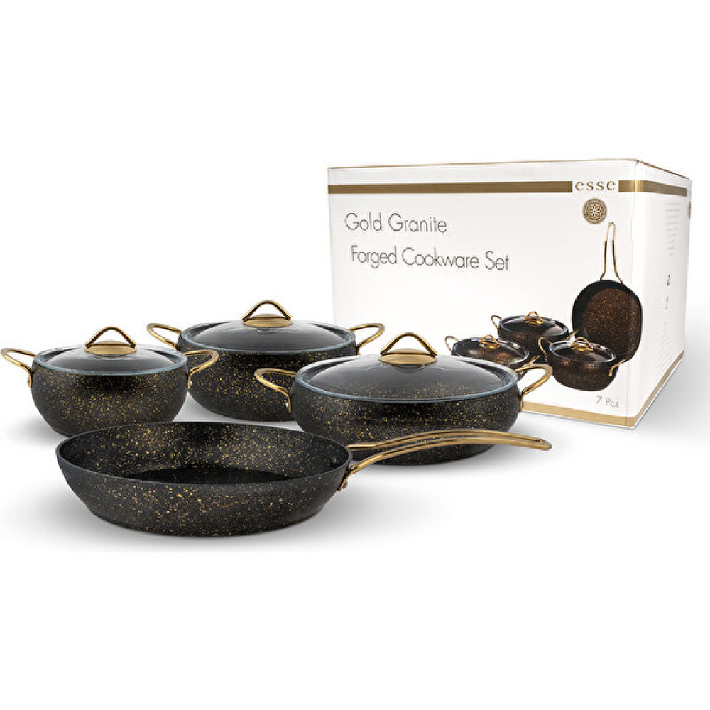 Esse Granite Gold 7 Parça Tava Tencere Set - Siyah - 26 cm Tencere / Tava Setleri Fiyatı