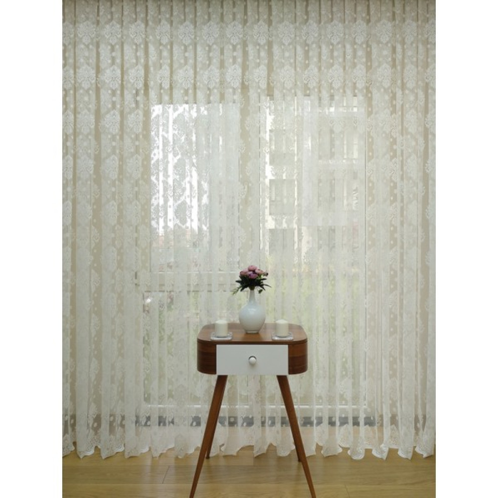 Esse Home Ekru Damaks Örme Tül Perde 100 x 250 Normal Pile 1/2.5 - 100 x 250 cm Tül Perde Fiyatı