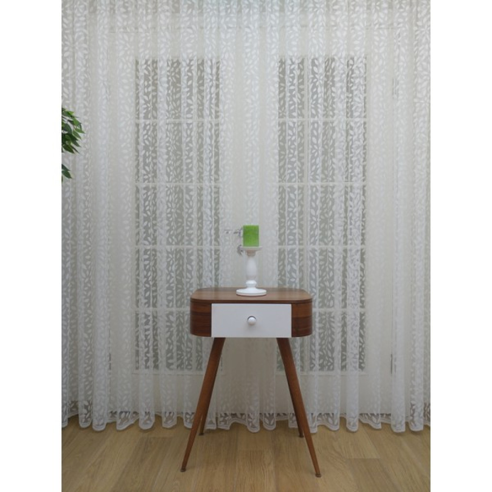 Esse Home Yaprak Desen Fransız Dantel Tül Perde & Kruvaze Perde 100 x 250 Seyrek Pile 1/2 - 100 x 250 cm Tül Perde Fiyatı