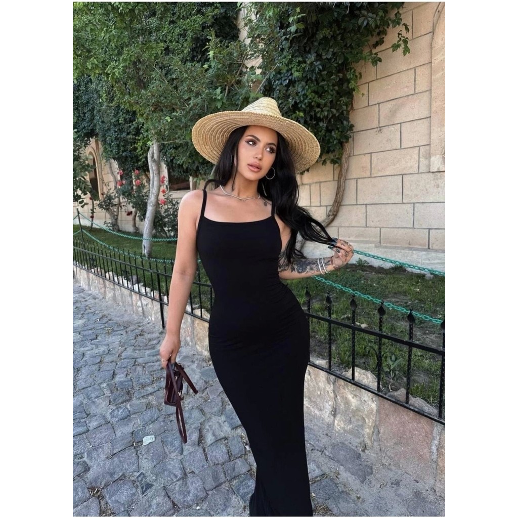 Esse Jeffe Siyah Ip Askılı Uzun Sandy Elbise Elbise Fiyatı