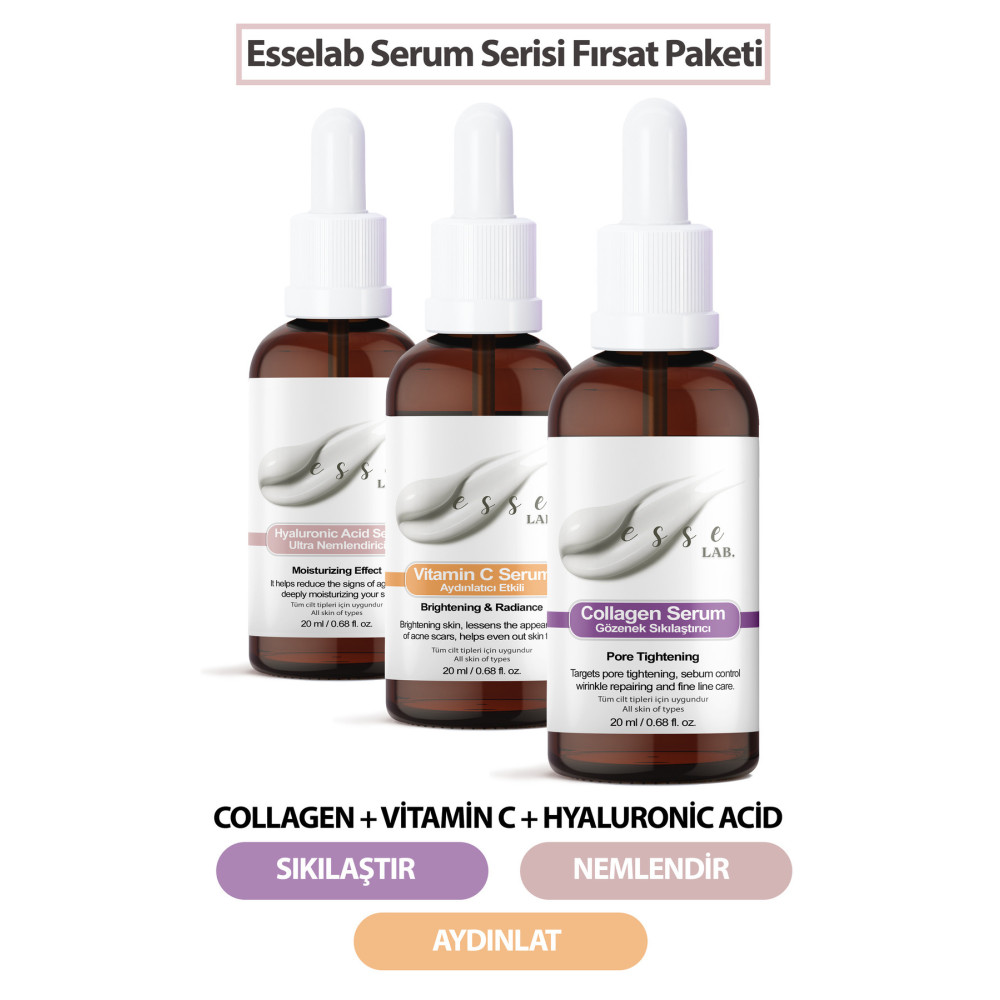 Esselab Üçlü Serum Paketi - ( Kolajen - Hyaluronic Acid - Vitamin C ) Cilt Temizleme ve Peeling Fiyatı