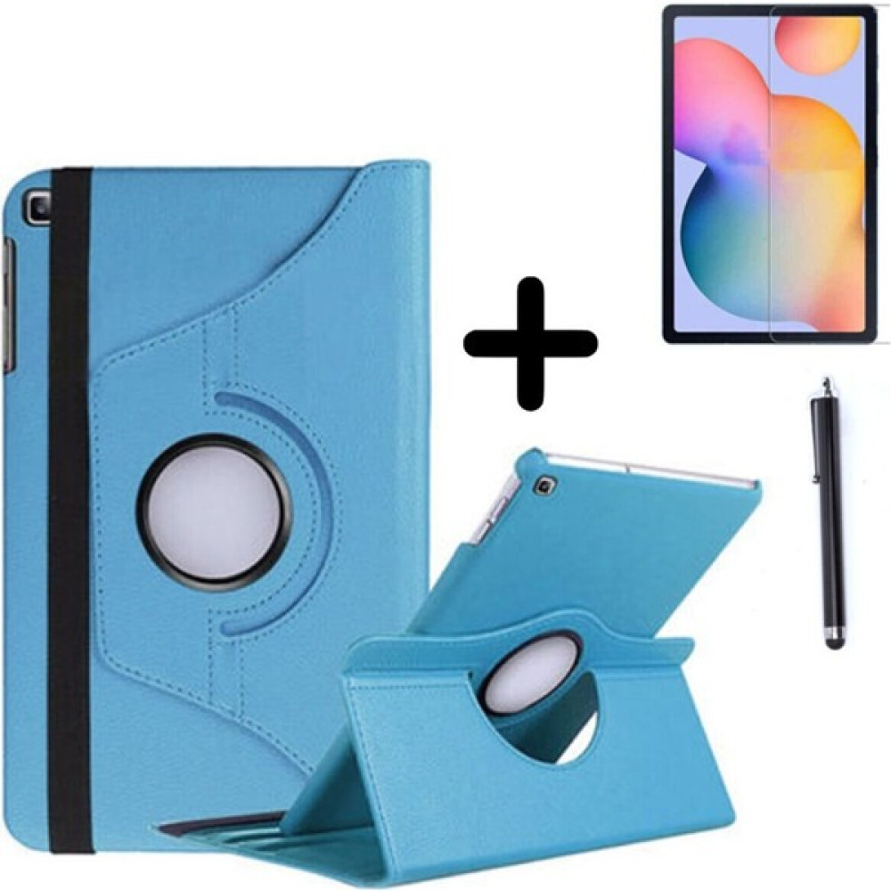 Essleene Samsung Galaxy Tab A7 Lite SM-T220 Dönebilen Tablet Kılıfı + Ekran Koruyucu + Kalem Seti - Mav - Mavi Tablet Kılıfı Fiyatı