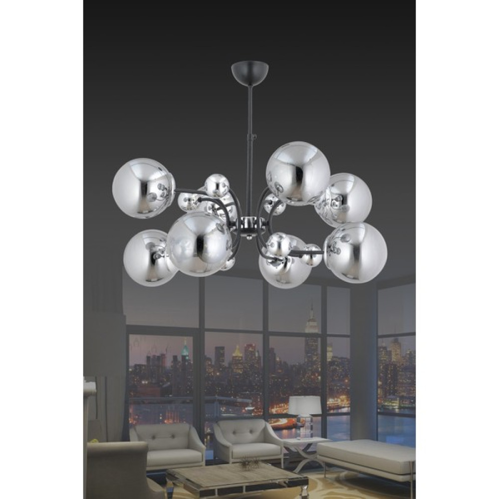 Esslight Ekin 8 Li Krom Modern Füme Glop Camlı Sarkıt Avize - Siyah - Krom - 8'li Avize Fiyatı
