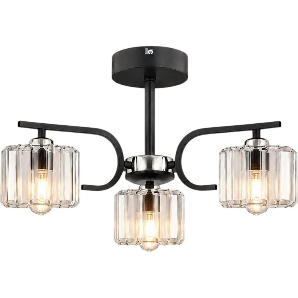 ESSLİGHT NEHİR 3 LÜ PLAFONYER AVİZE KRİSTAL TAŞLI MODERN DEKORATİF AYDINLATMA - Siyah - Krom Avize Fiyatı
