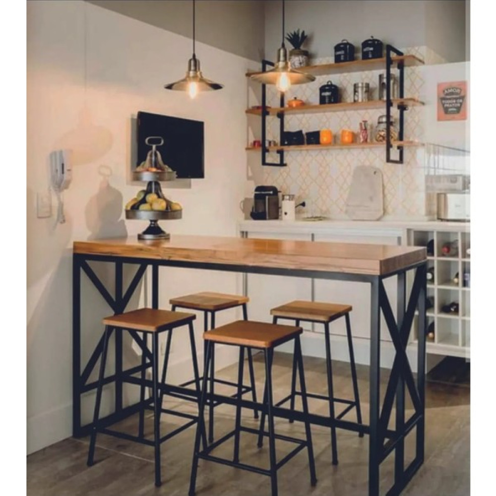 Est Mobilya Ahşap Bar Masası ve 4 Sandalye Takım - 120X60 Masa - Sandalye & Tabure Fiyatı