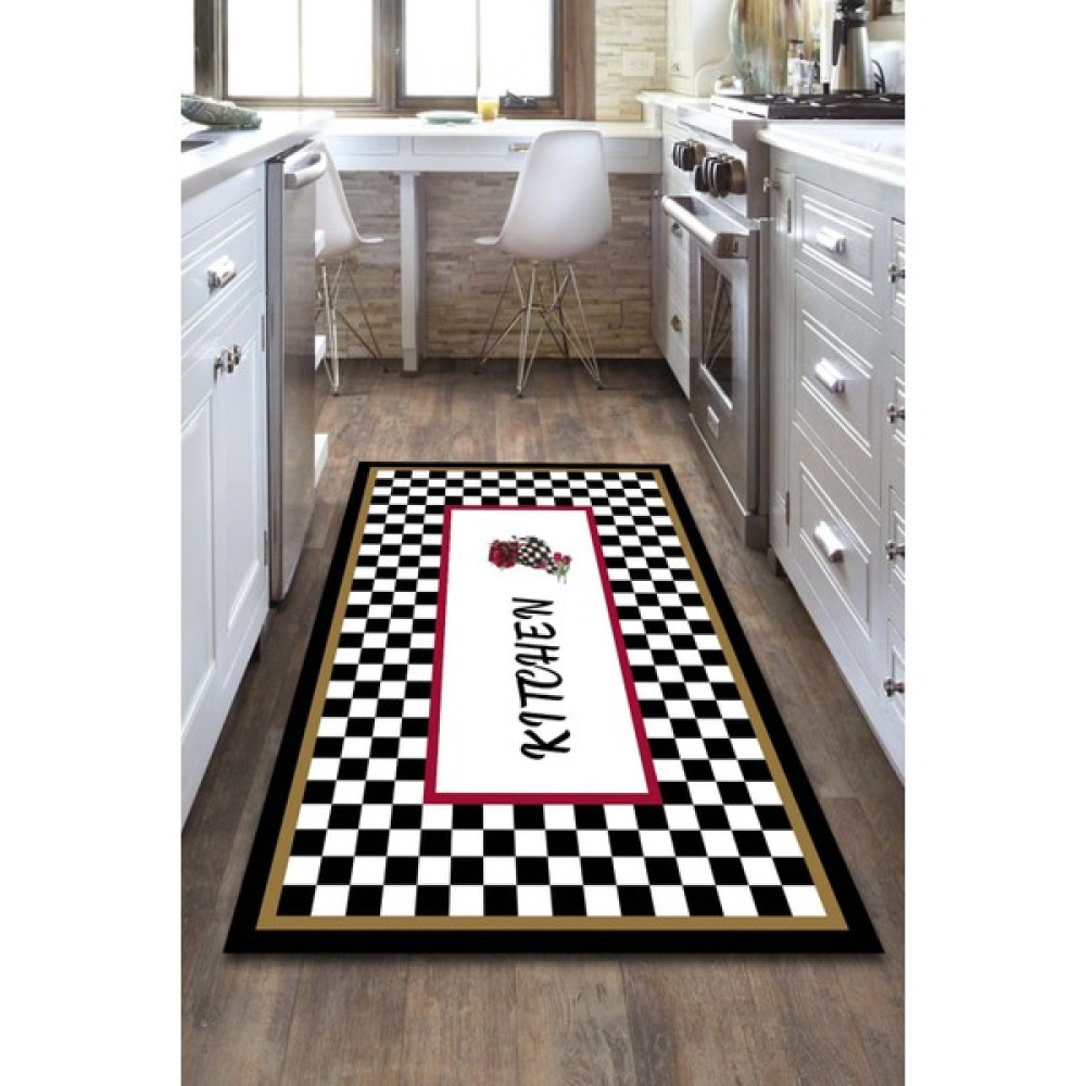 Esta Halı Kitchen Yazılı Mutfak Halısı (Makinada Yıkanabilir Kaymaz Dot Taban) - ES1122 - 100 x 180 cm - Renkli Salon Halısı Fiyatı