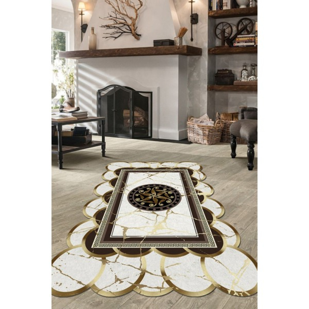 Esta Halı Lazer Kesim Gold Mermer Desen Halı (Makinada Yıkanabilir Kaymaz Dot Taban) - Es1183 - 80 x 100 cm Salon Halısı Fiyatı