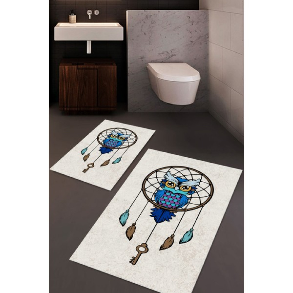 Esta Halı Mavi Baykuş Dreamcatcher Halı Takımı (40X60/60X100) - ES373 Klozet Takımı Fiyatı