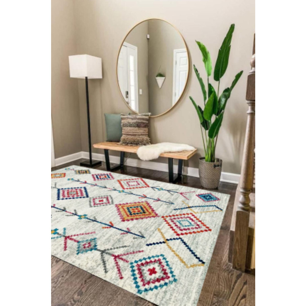 ESTA HALI Şönil Kilim Desenli Modern Halı (MAKİNADA YIKANABİLİR SÜNGERLİ DOT/KEÇE TABAN) - Cp658 80 x 140 Beden Kilim Fiyatı