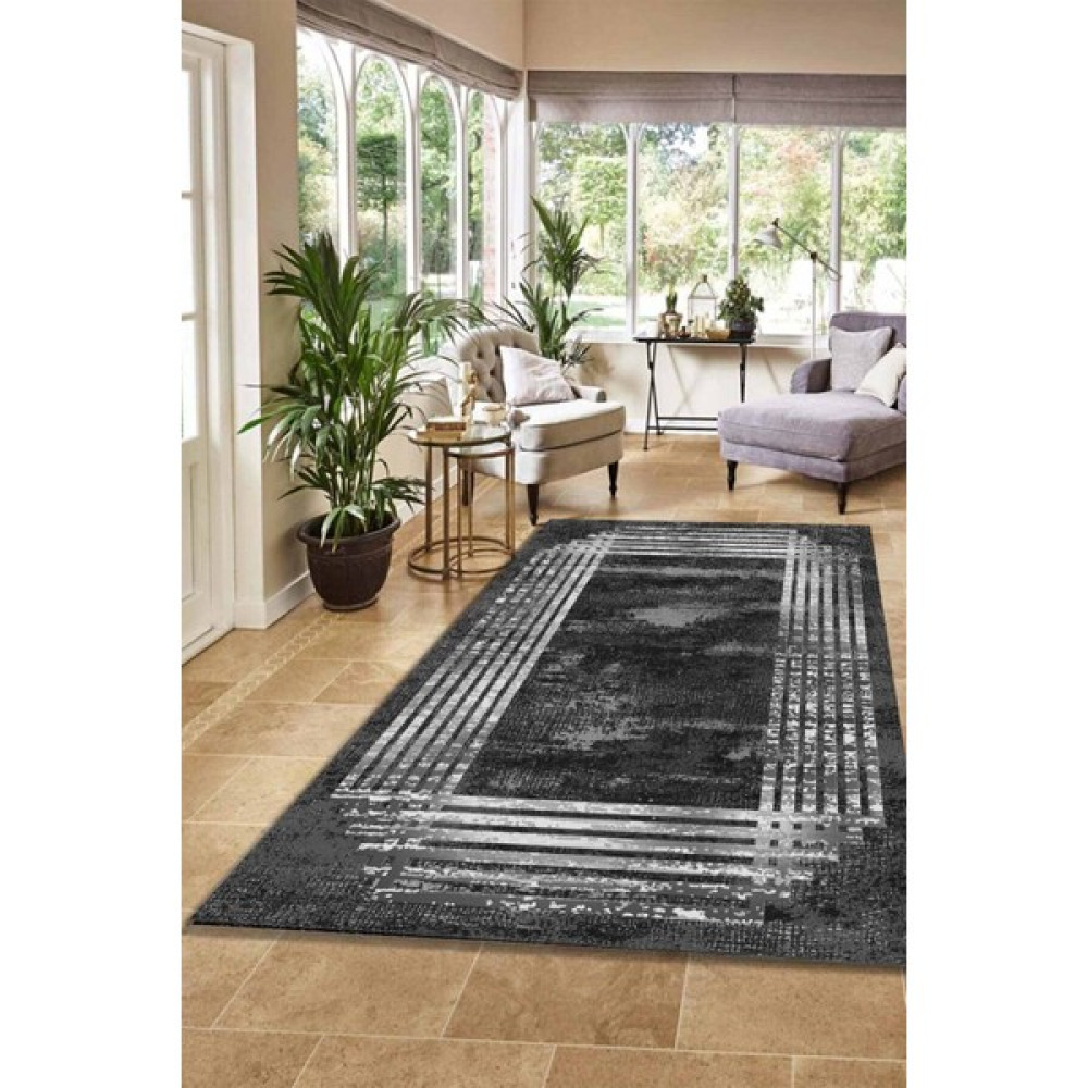 Esta Merdiven Desen Gri Eskitme Halı - ES1221 - 80 x 100 cm Salon Halısı Fiyatı