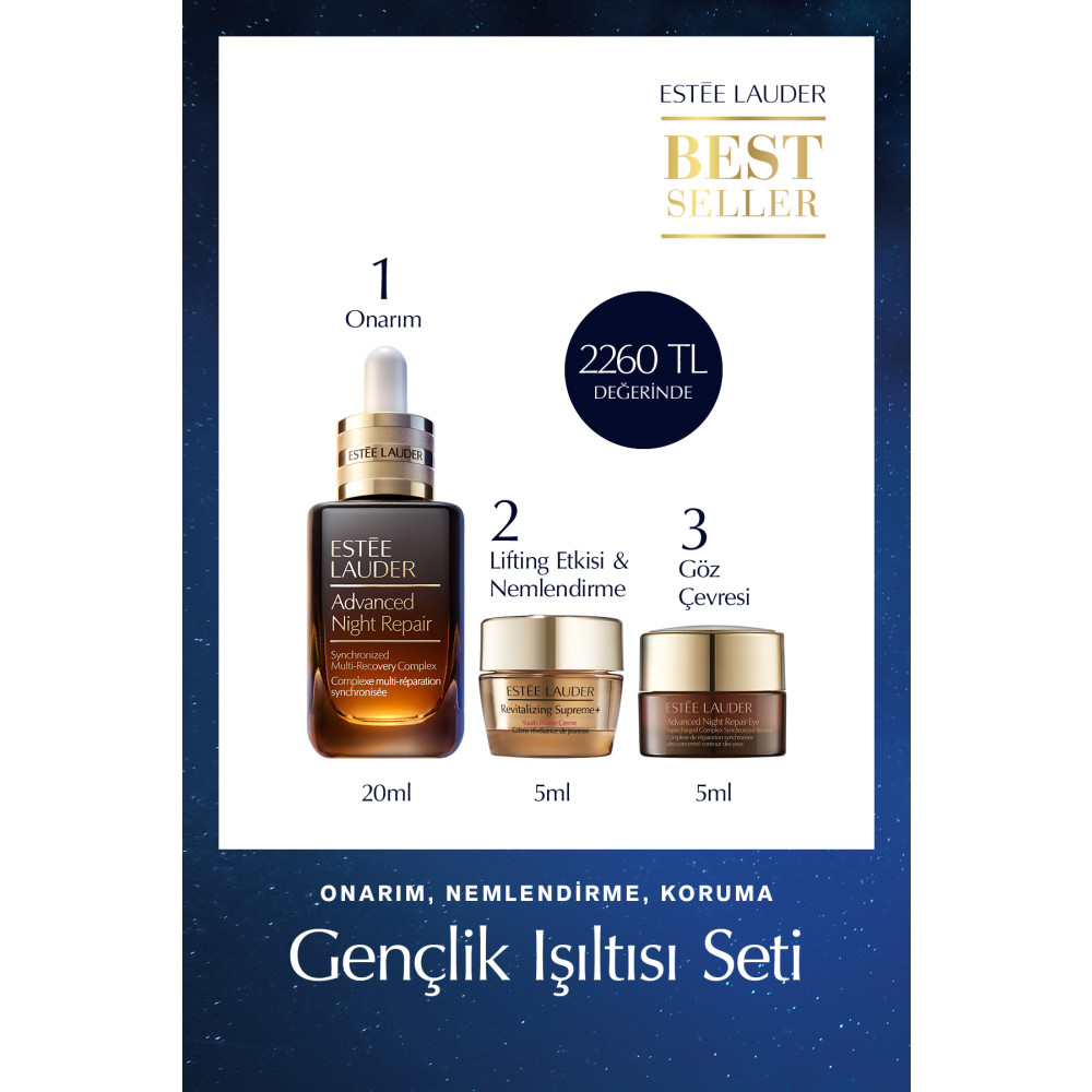Estee Lauder Cilt Bakım Seti - Advanced Night Repair Serum 20ml + Göz Kremi 5ml + Revitalizing Supreme Krem 5ml Cilt Temizleme ve Peeling Fiyatı