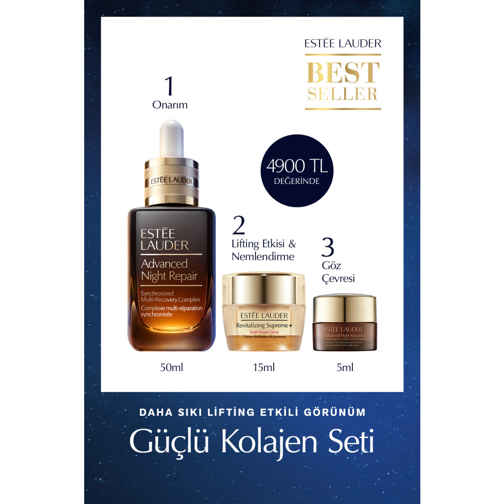 Estee Lauder Cilt Bakım Seti - Advanced Night Repair Serum 50ml Göz Kremi 5ml Supreme Soft Nemlendirici 15ml Cilt Temizleme ve Peeling Fiyatı