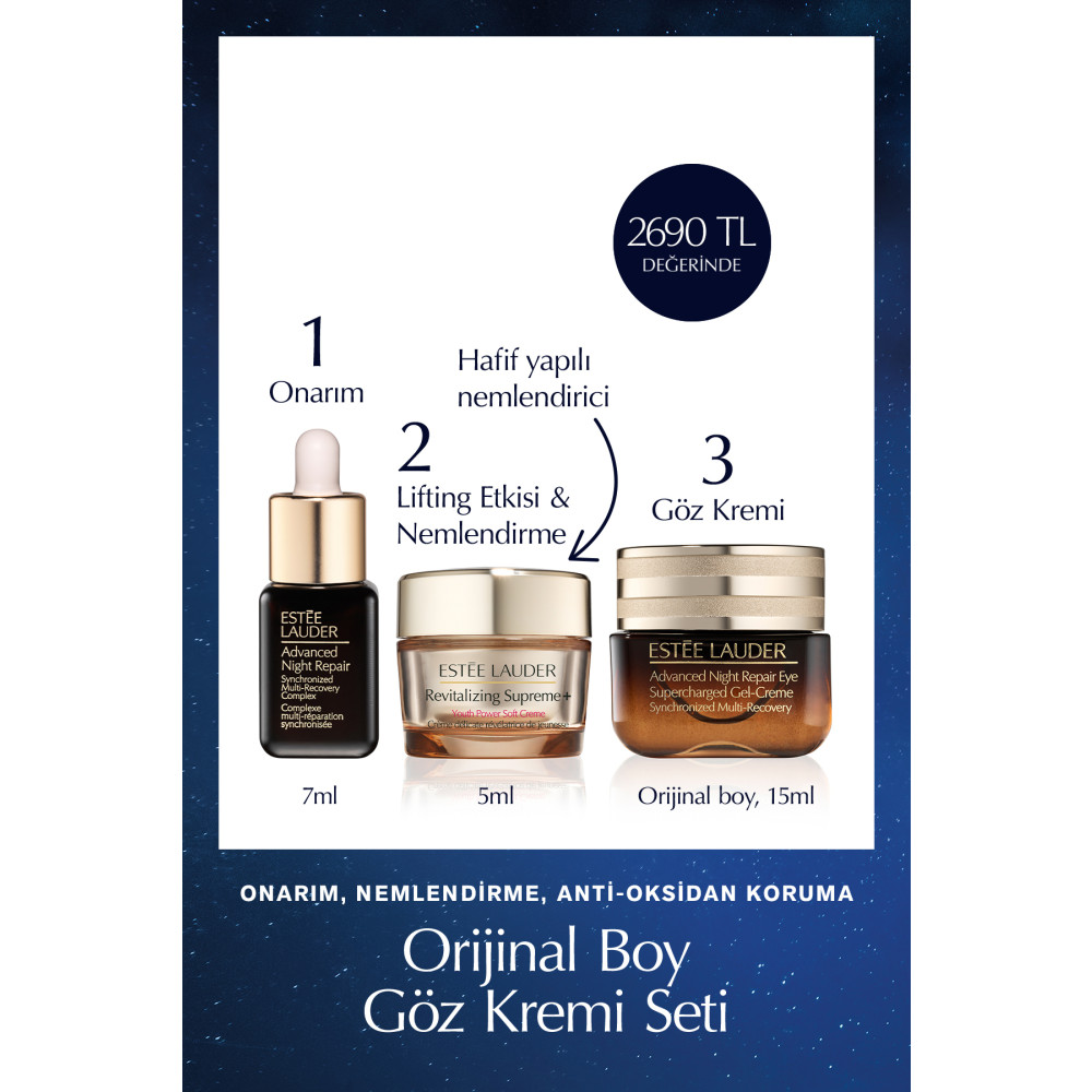 Estee Lauder Cilt Bakım Seti - Advanced Night Repair Serum 7ml + Göz Kremi 15ml + Supreme Soft Nemlendirici 5ml Cilt Temizleme ve Peeling Fiyatı