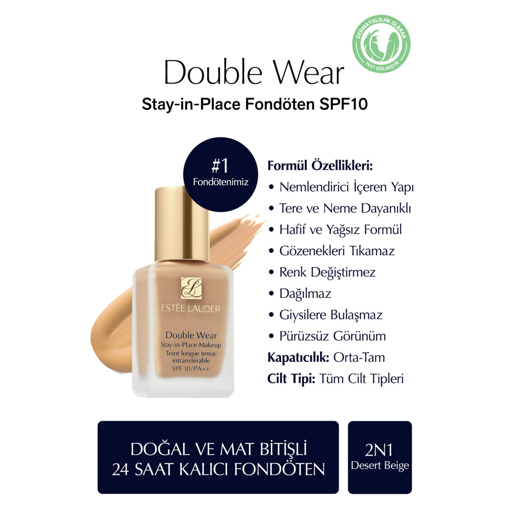 Estee Lauder Doğal ve Mat Bitişli - Double Wear Stay-in-Place Fondöten SPF 10 ( 2N1 Desert Beige ) - 30 ml Fondötenler Fiyatı