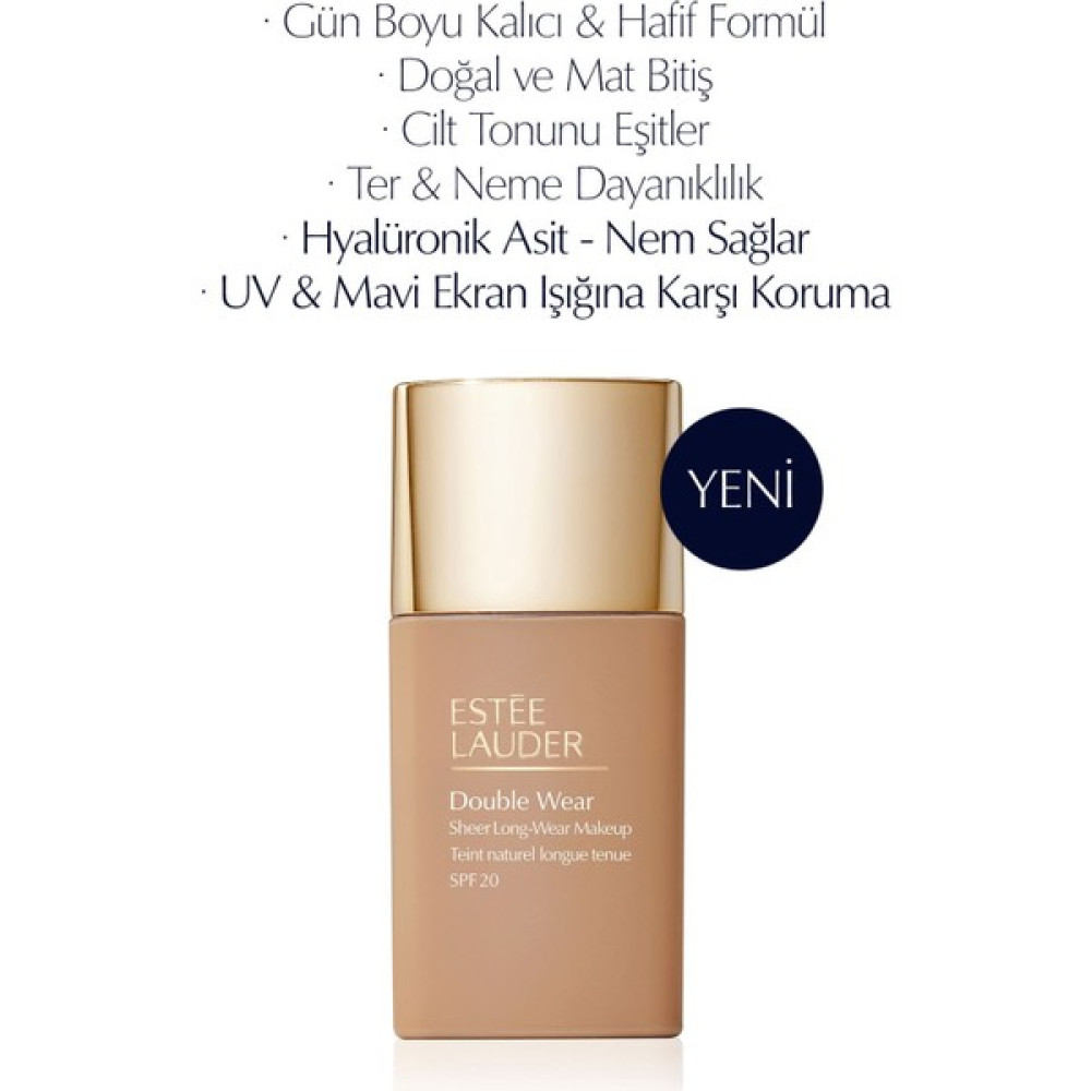 Estee Lauder Double Wear Sheer Işıltı ve Nem Etkili Hafif Dokulu Fondöten SPF20 - 30ml Renk:3N2 Wheat Fondötenler Fiyatı