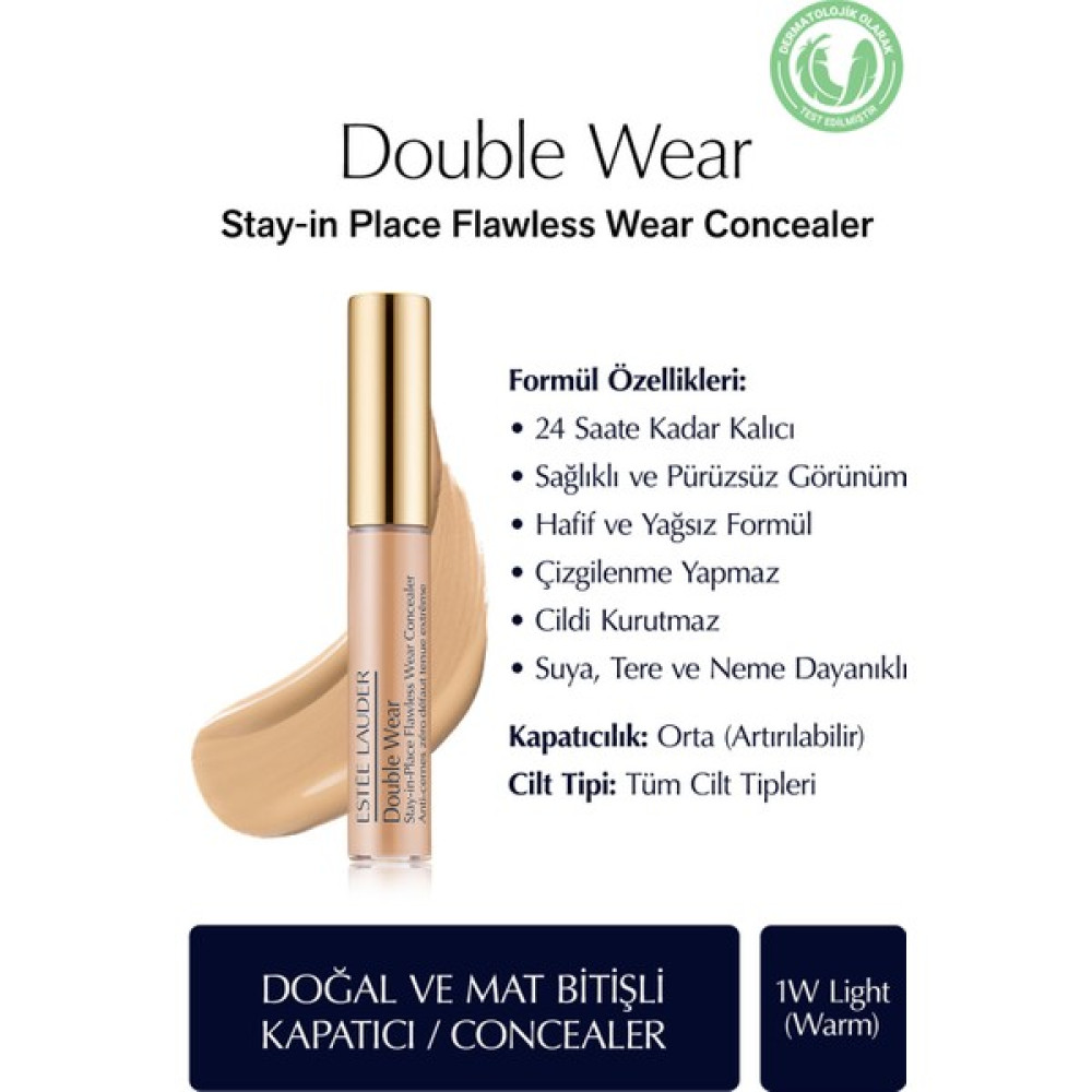 Estee Lauder Kapatıcı - Double Wear Stay-in-Place Flawless Wear Concealer - Renk: 1W Light (Warm) 7ml - -- Concealer Fiyatı