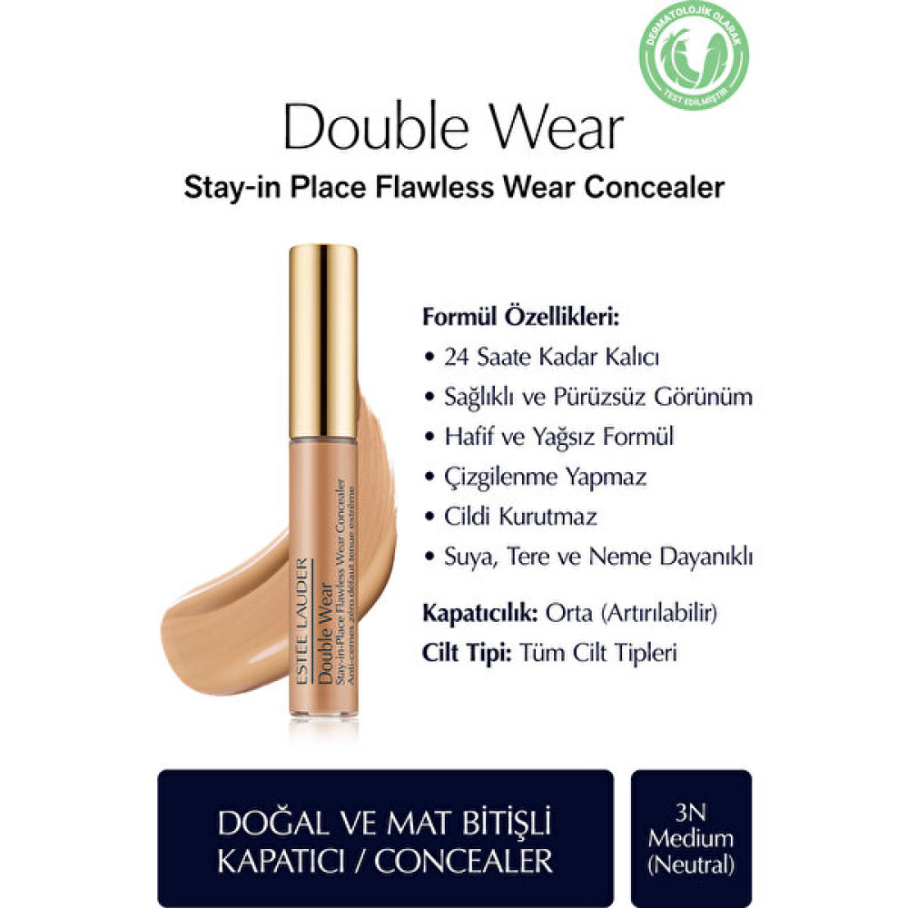 Estee Lauder Kapatıcı - Double Wear Stay-in-Place Flawless Wear Concealer - Renk: 3N Medium (Neutral) 7ml Concealer Fiyatı