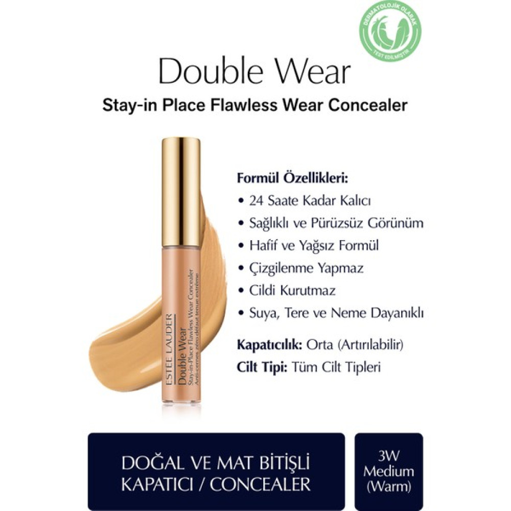 Estee Lauder Kapatıcı - Double Wear Stay-in-Place Flawless Wear Concealer - Renk: 3W Medium (Warm) 7ml - 0 Concealer Fiyatı