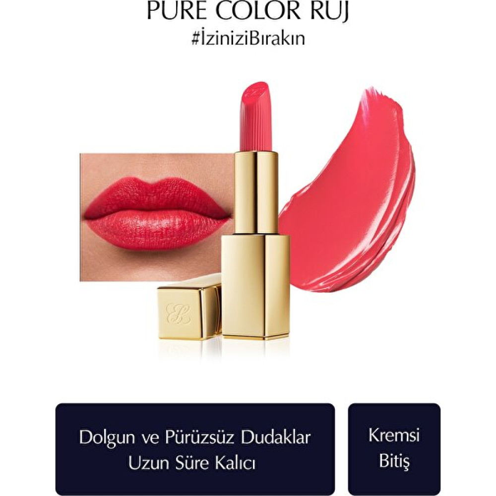 Estee Lauder Kremsi Ruj - Pure Color Creme Lipstick Kremsi, Saten Bitiş - 3.5gr - Renk: 320 Defiant Coral Rujlar & Dudak Parlatıcıları Fiyatı