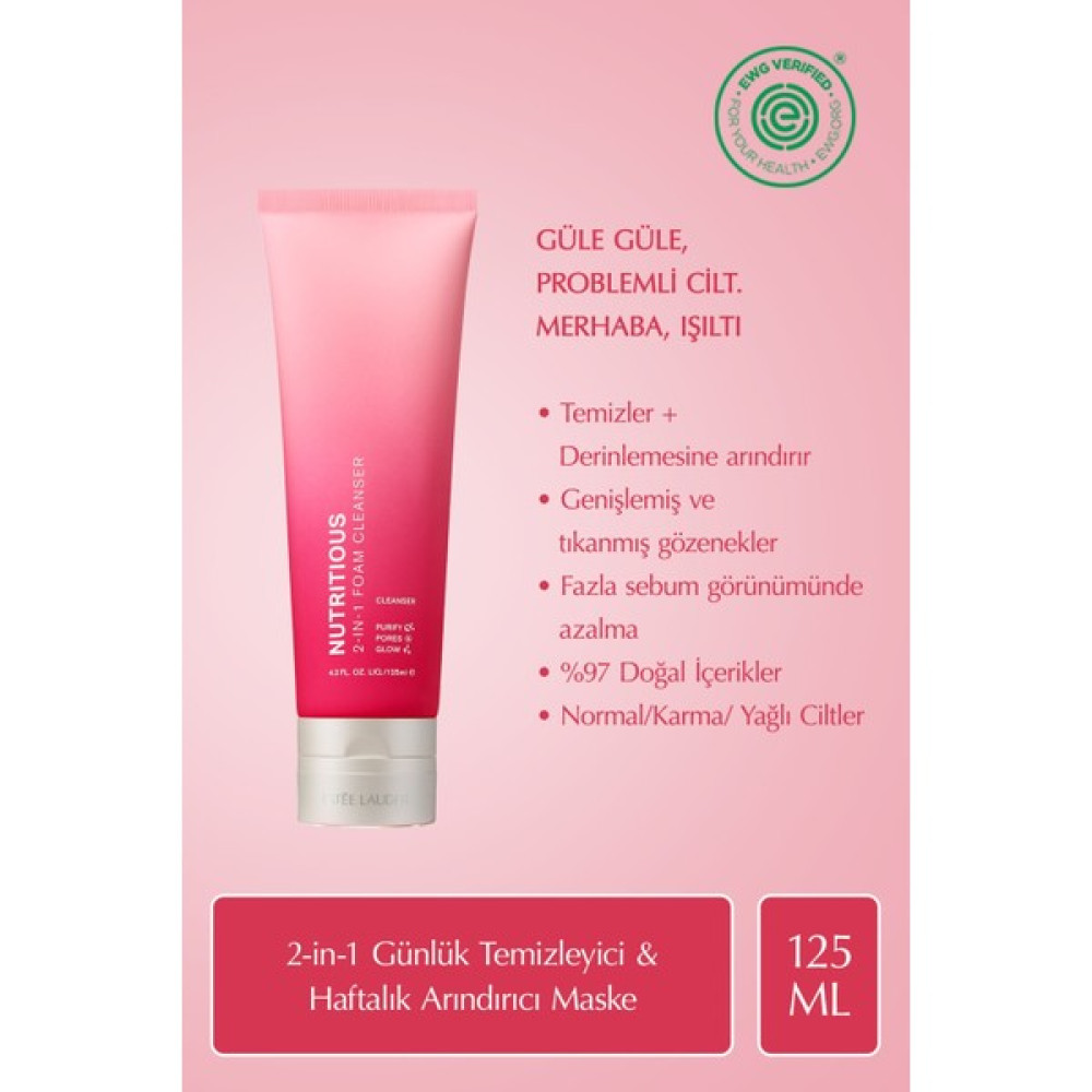 Estee Lauder Nutritious 2-in-1 Yüz Temizleme Köpüğü & Maske, Gözenekler, Yağ Kontrolü, Doğal İçerikler - 125ml Cilt Temizleme ve Peeling Fiyatı