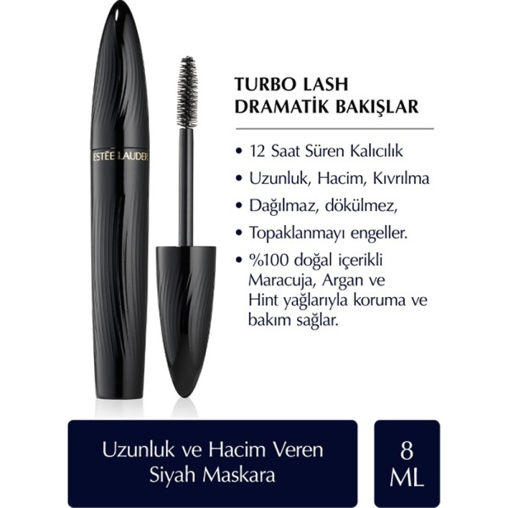 Estee Lauder Siyah Maskara - Turbo Lash Hacim ve Uzunluk Veren Maskara - 8ml Rimeller / Maskaralar Fiyatı