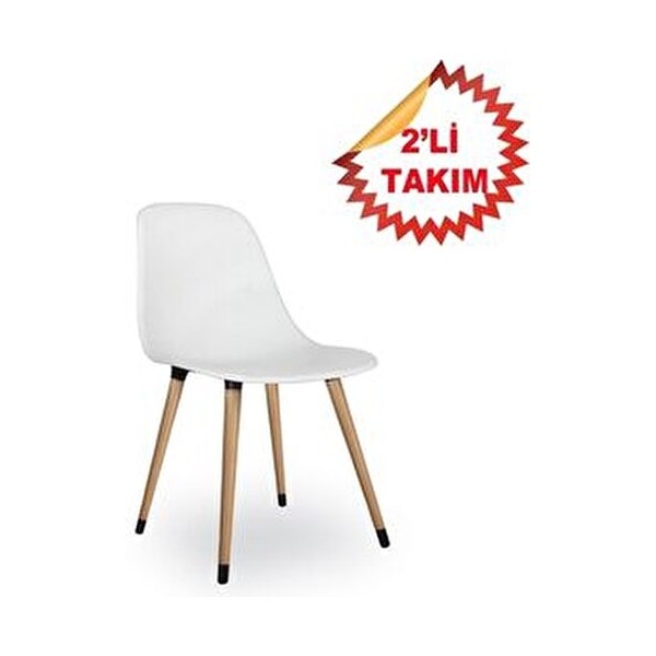 Estelia Abant Sandalye 2li Takım Beyaz Ahşap Modern Tasarım ile Yüksek Dayanıklılık ve Rahat Oturum Standart Sandalye Fiyatı