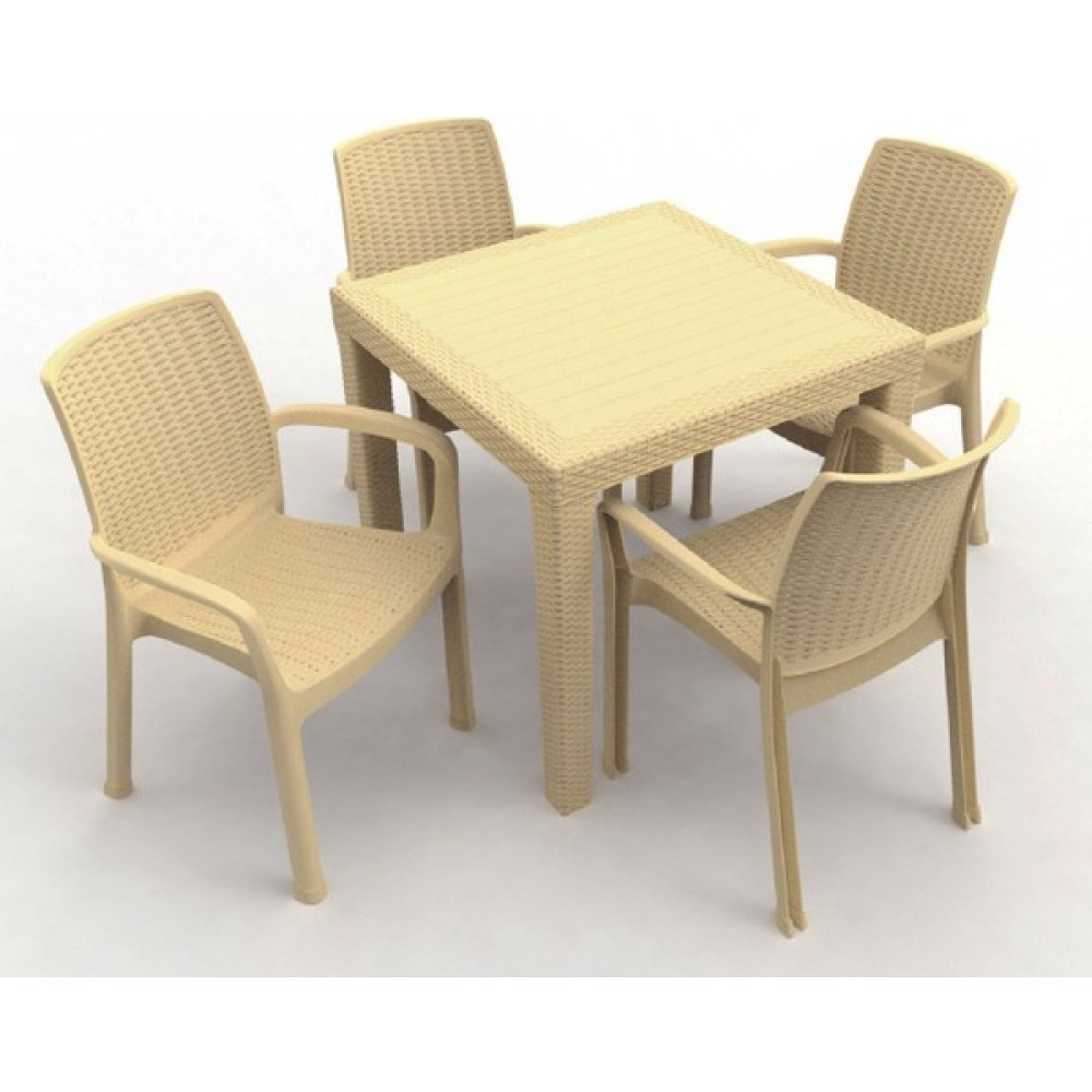 Estelia Efes 4’lü Set (4 Sandalye+1 Masa) Camsız Orjinal Ürün Bahçe, Balkon Bahçe Mobilyası Takımı Fiyatı