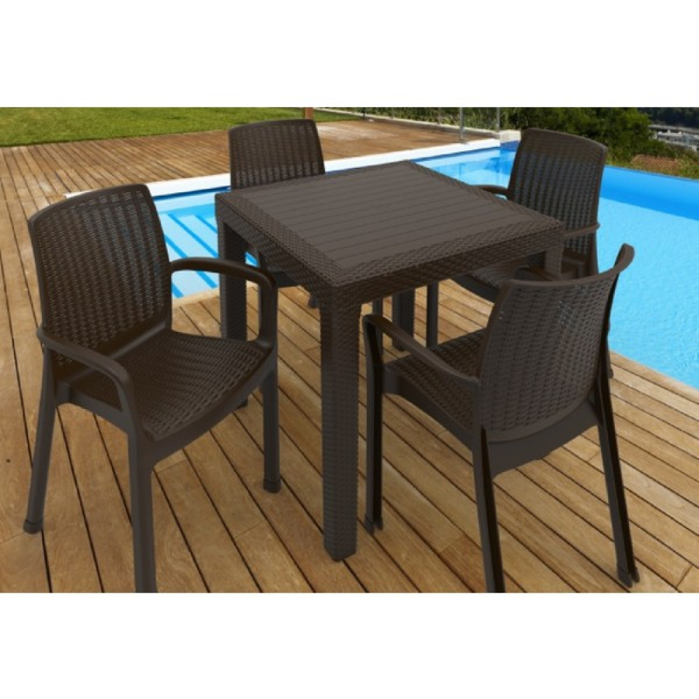 Estelia Netaks Efes 4'lü Set (4 Sandalye+1 Masa) Camsız Ekonomik Ürün Bahçe, Balkon - Kahverengi Bahçe Mobilyası Takımı Fiyatı