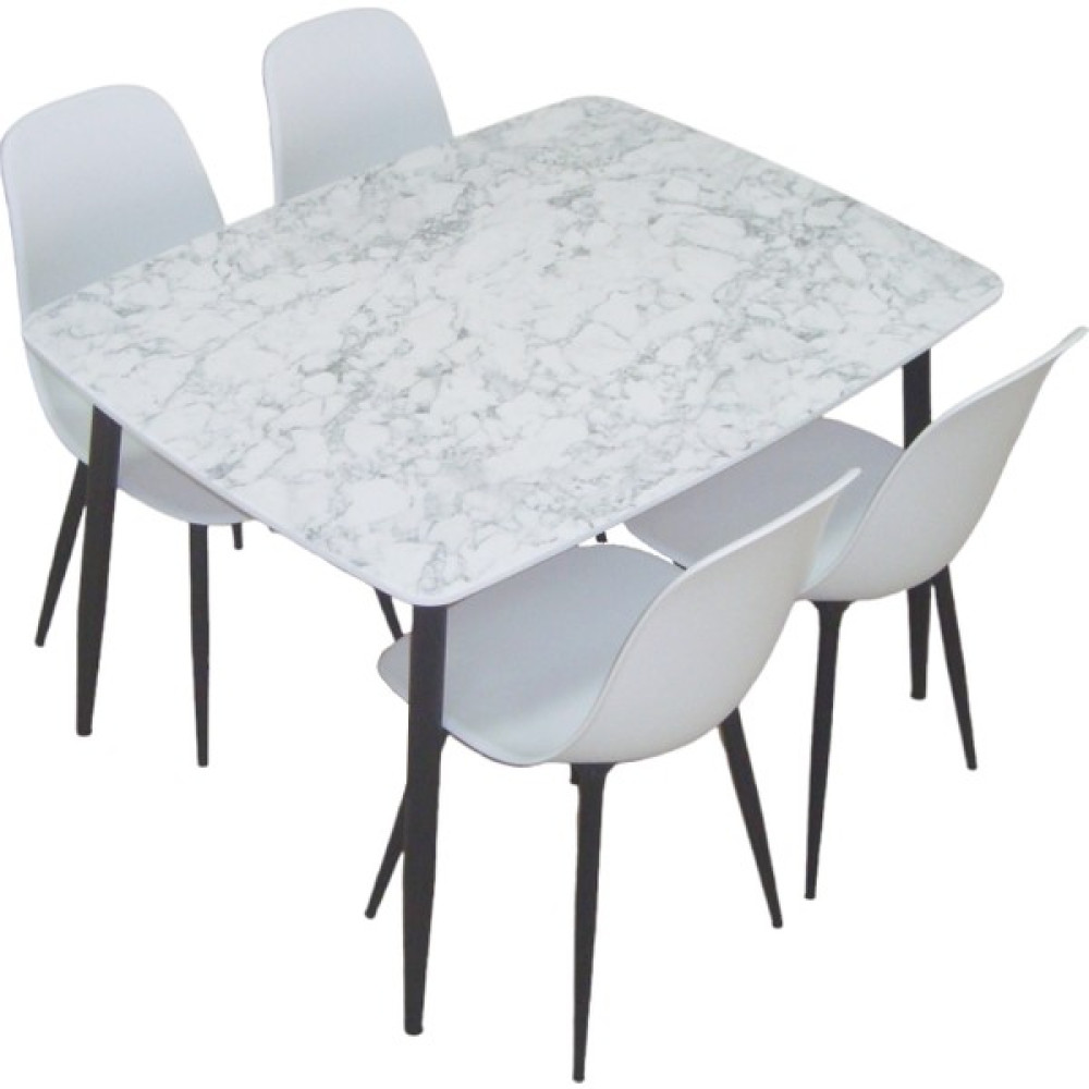 Estelia Yemek Masası Mutfak Masası 90X120 cm Metal Ayaklı Beyaz Masa, 4 Adet Abant Metal Ayaklı Sandalye Masa - Sandalye Seti / Takımı Fiyatı