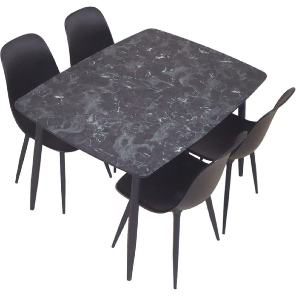 Estelia Yemek Masası Mutfak Masası 90X120 cm Metal Ayaklı Siyah Masa, 4 Adet Abant Metal Ayaklı Sandalye Masa - Sandalye Seti / Takımı Fiyatı
