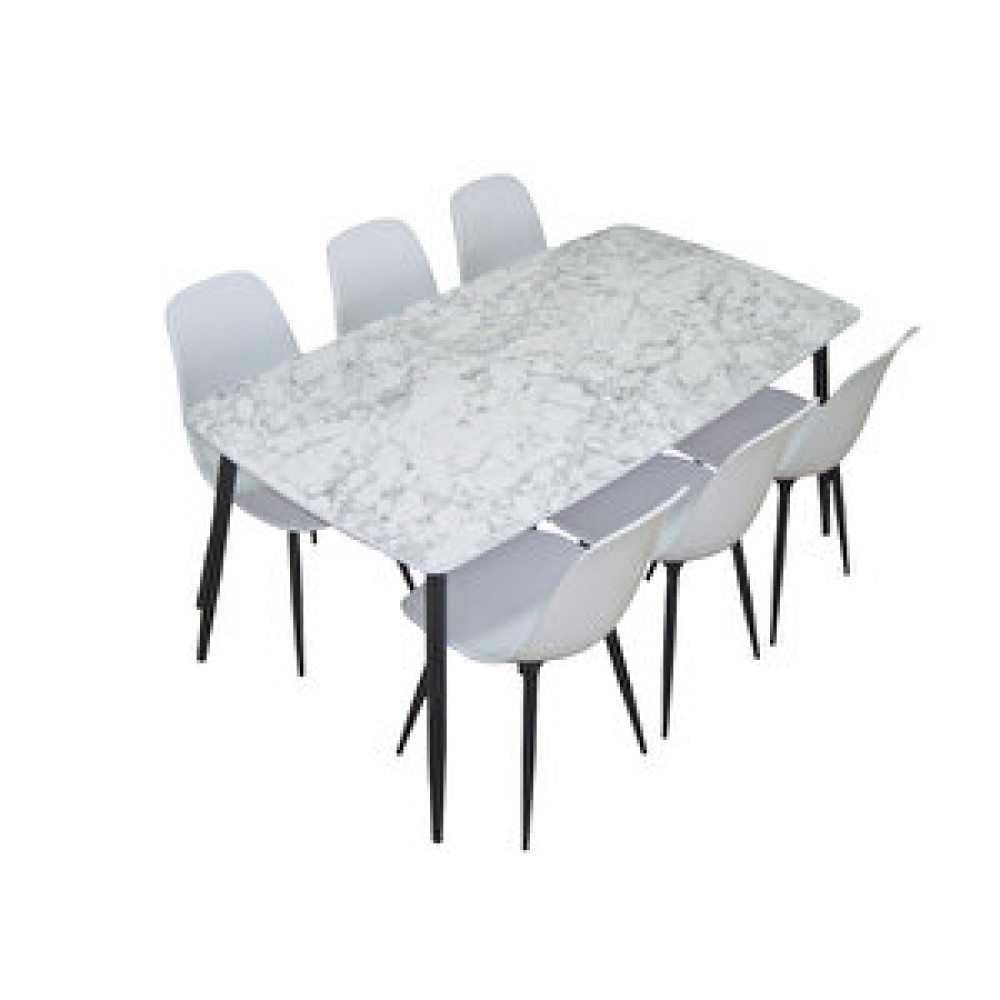Estelia Yemek Masası Mutfak Masası 90x167 Cm Metal Ayaklı Beyaz Masa, 6 Adet Abant Metal Ayaklı Sandalye Yemek & Mutfak Masası Fiyatı