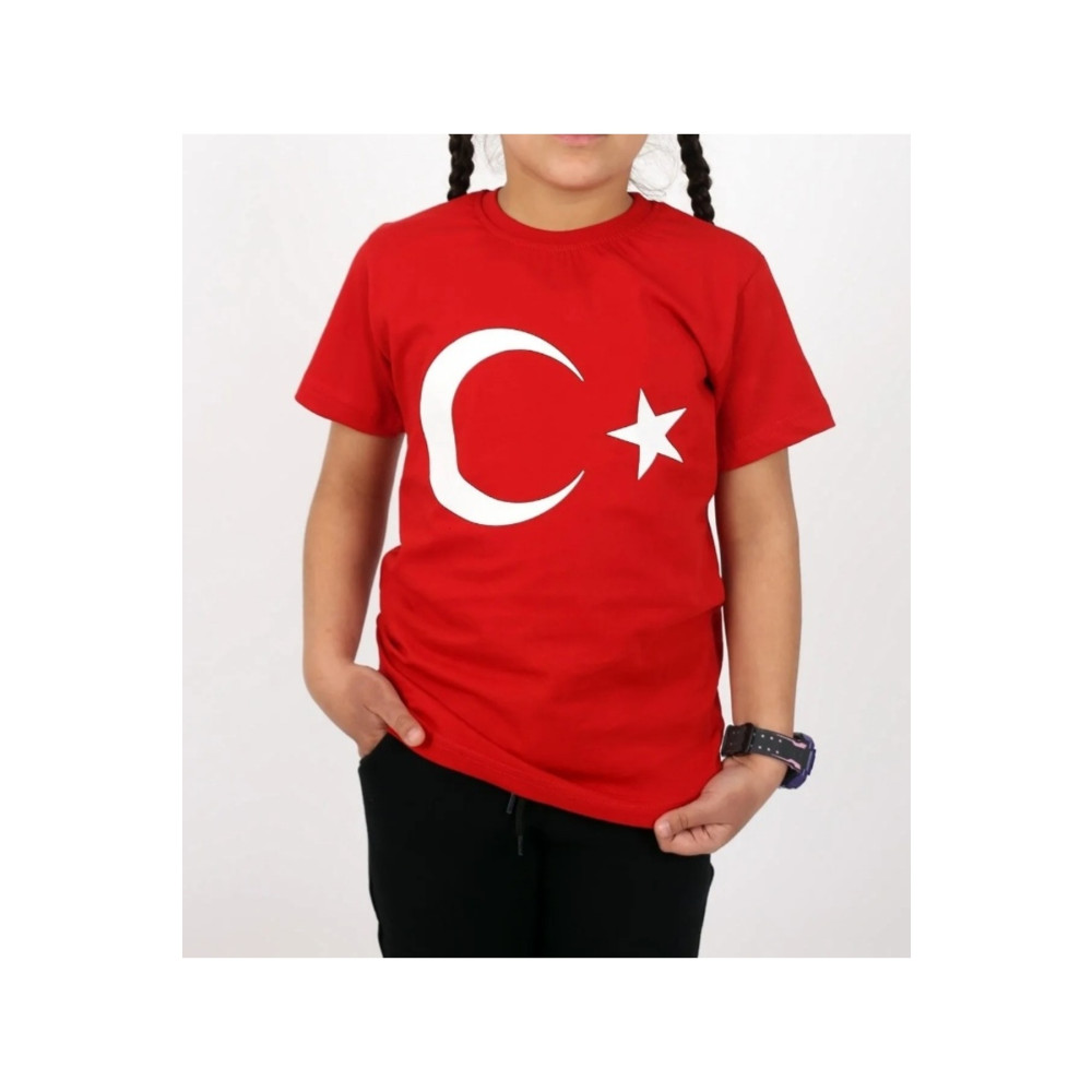 Esterella unisex çocuk türk bayrağı t-shirt/ türk bayrağı t-shirt/ay yıldızlı t-shirt 11-12 Yaş Beden Bayan T-shirt Fiyatı