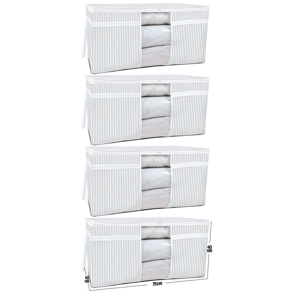 ESTİ 4 Adet - Pencereli Yastık Yorgan Hurcu Mega 75 X 40 X 40 Cm Gri Çizgili Hurç Fiyatı