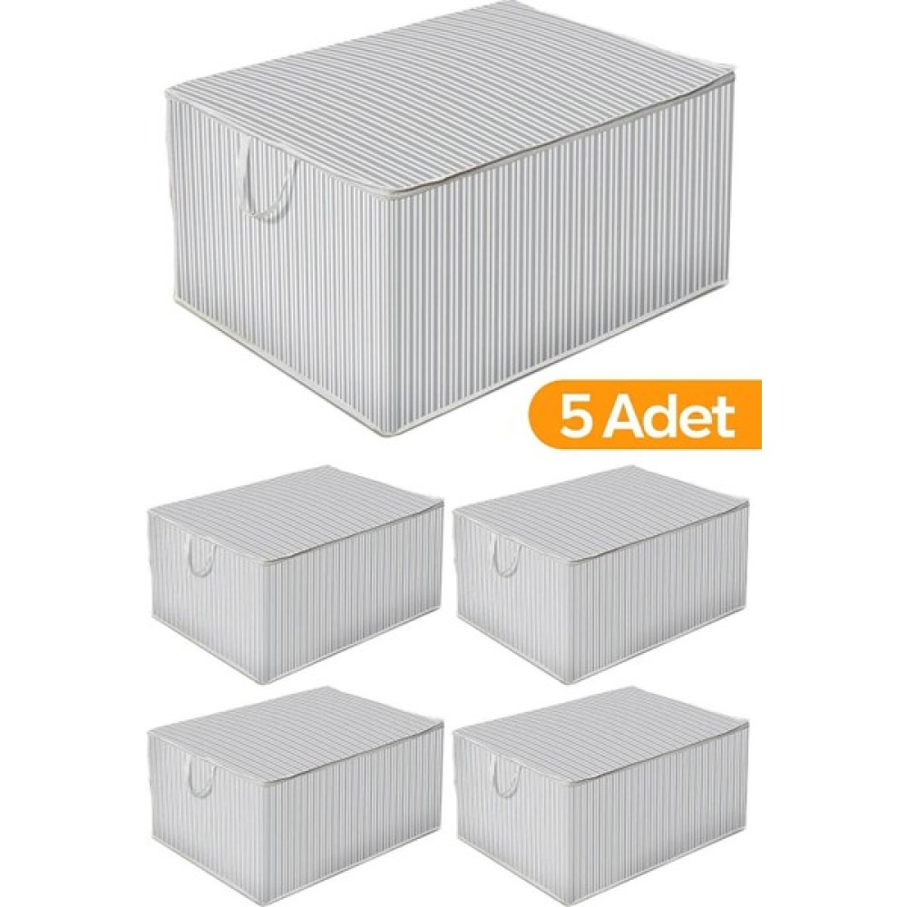 Esti 5 Adet - Sandık Tipi Hurç Maxi - Yastık Yorgan Vb. Hurcu 75X40X40 - Gri Hurç Fiyatı